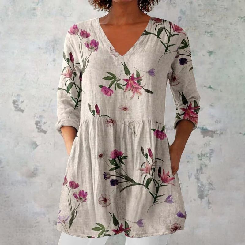 Vintagebluse med Blomstermønster